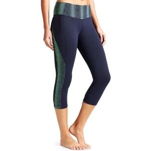 Athleta Revelation Cropped Leggings in Galactic Blue Green, Size S NWOT